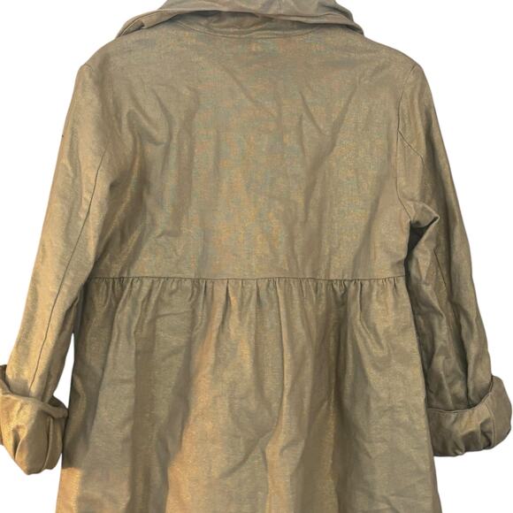 Kensie Heavy Jacket Artsy Buttons Gold Metallic Detail Size 10 Linen Lagenlook - Picture 6 of 12